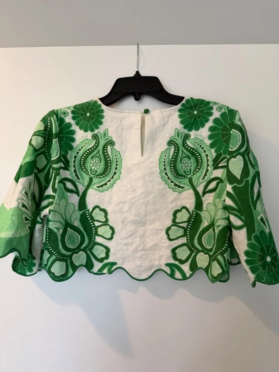 Farm Rio Festival Green Midi Skirt & Blouse - Picture 10 of 16